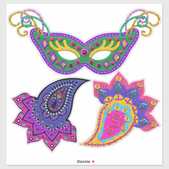 Beautiful Mardi Gras Mask and Decorations (Sheet)