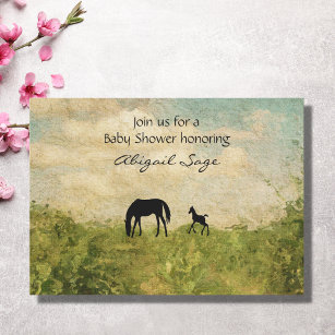 Beautiful Mare and Foal Horse Baby Shower Invitation