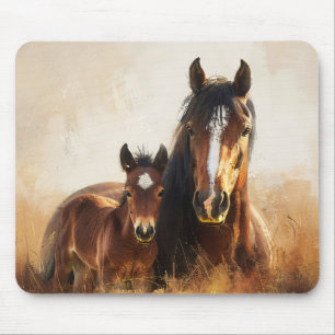 Beautiful Mare and Foal Painting Mouse Mat