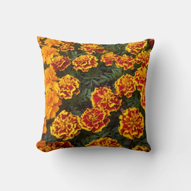 Beautiful Marigolds Throw Pillow (Front)