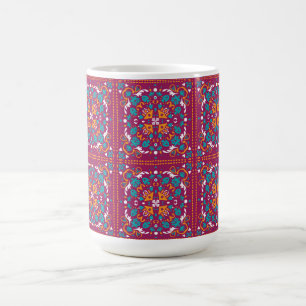 🤩 Beautiful maroon and turquoise Azulejos,   Coffee Mug