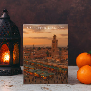 Beautiful Marrakech Sunset View Koutoubia Souk Postcard
