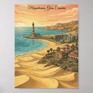 Beautiful Maspalomas Gran Canaria Dunes Scenery Poster