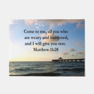 BEAUTIFUL MATTHEW 11:28 SCRIPTURE VERSE DOORMAT