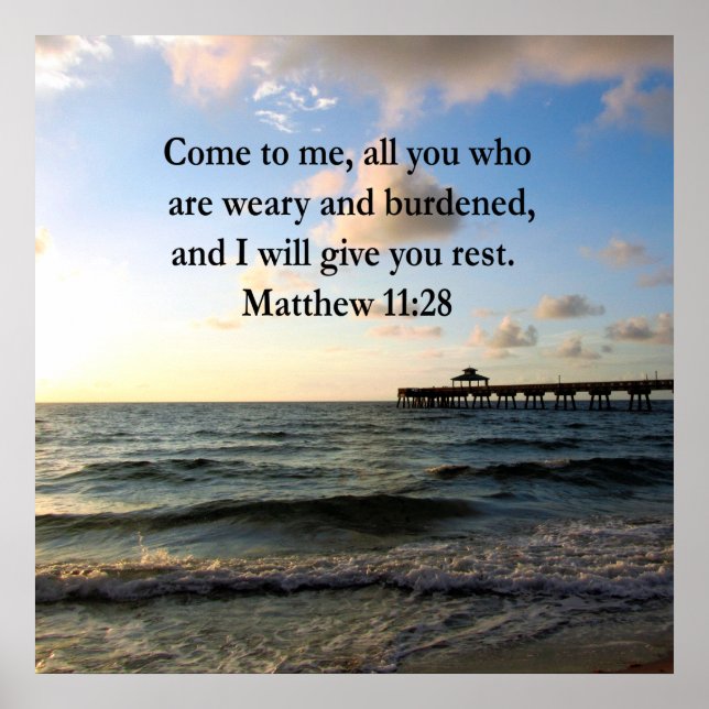 BEAUTIFUL MATTHEW 11:28 SCRIPTURE VERSE POSTER (Front)