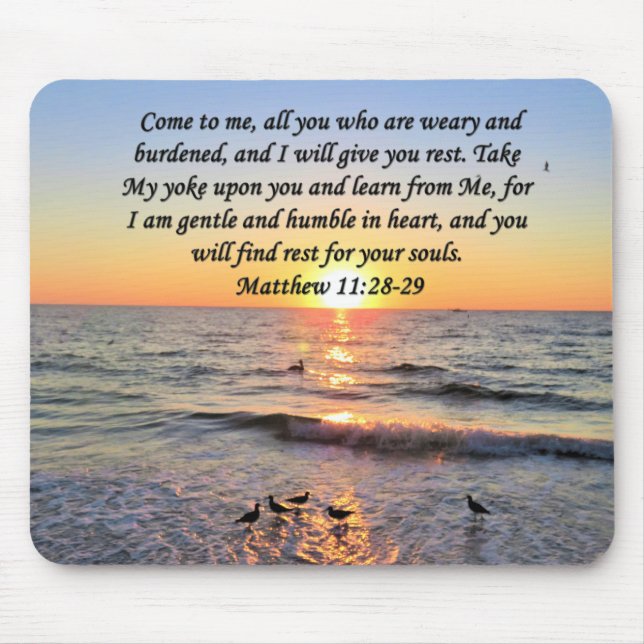BEAUTIFUL MATTHEW 11:28 SUNRISE PHOTO DESIGN MOUSE MAT (Front)