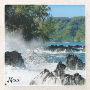 Beautiful Maui Coastline Glass Coaster