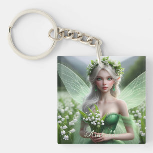 Beautiful May Fairy in Lilies of the Valley Key Ring