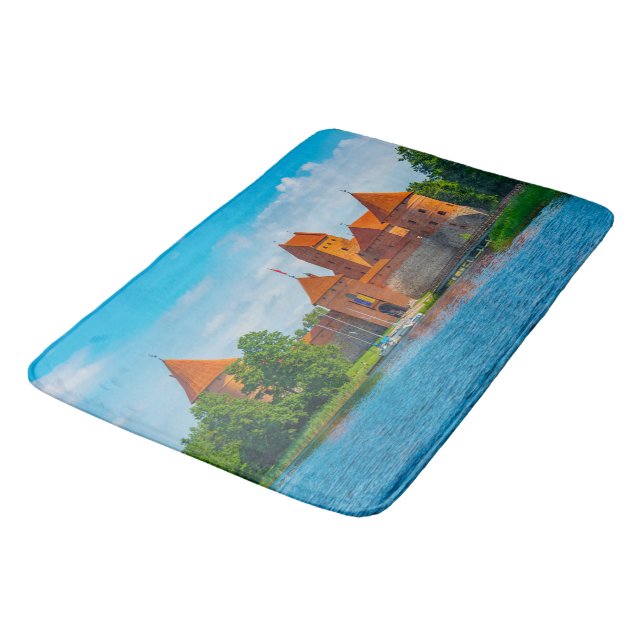 Beautiful Mediaeval Castle on Blue Lake          Bath Mat (Angled)