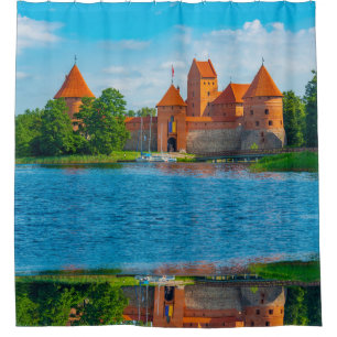 Beautiful Mediaeval Castle on Blue Lake          Shower Curtain