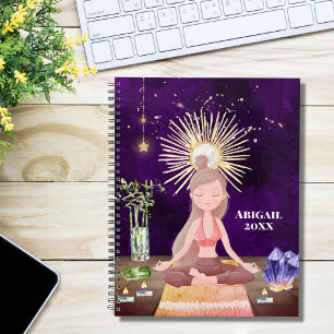 Beautiful Meditating Yoga Girl and Crystals Planner