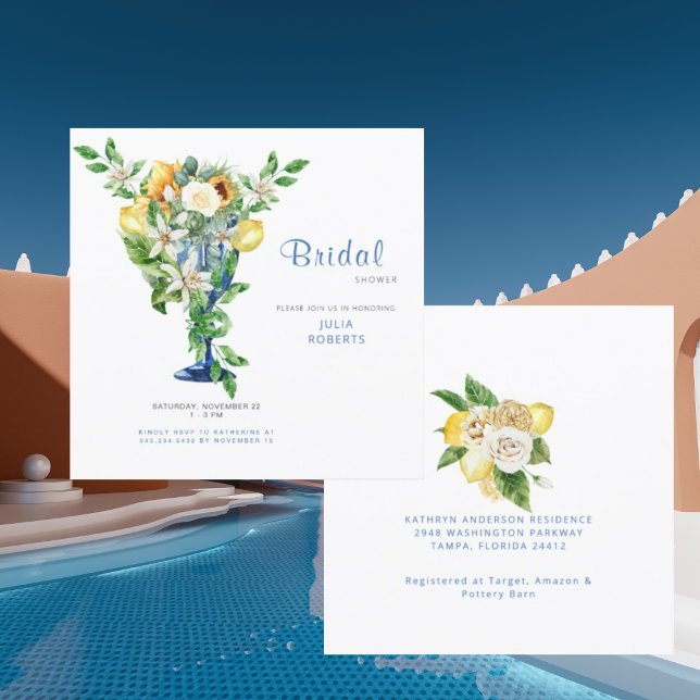 Beautiful Mediterranean Floral Bridal Shower II Invitation (Creator Uploaded)