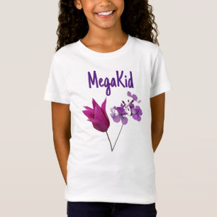 Beautiful Mega Kid pretty pink tulip purple floral T-Shirt