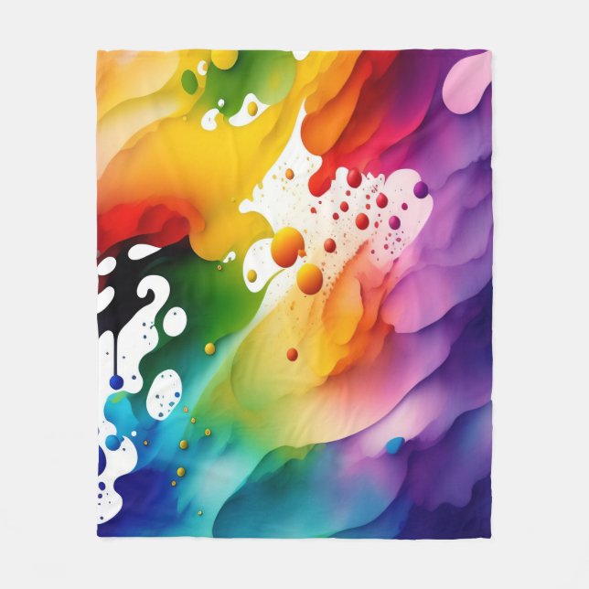Beautiful Melting Colours Splash Abstract Fleece Blanket (Front)