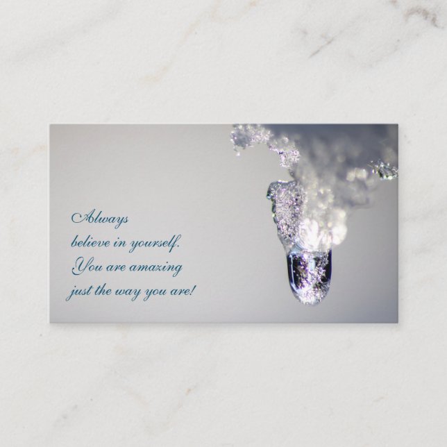 Beautiful melting ice with motivational quote business card (Front)