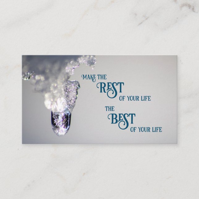 Beautiful melting ice with motivational quote business card (Front)