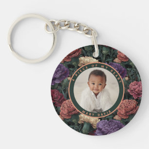 Beautiful memorial keepsake Carnation Photo Key Ring