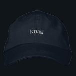 Beautiful Men Hansome Boy King custom text Printed Embroidered Hat<br><div class="desc">Elevate your casual look with this navy adjustable cap,  featuring "King" in finely stitched embroidery. The cotton material offers a soft,  comfortable feel.</div>