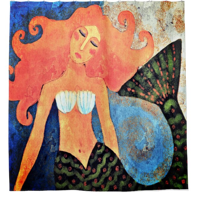 Beautiful Mermaid Abstract Art Shower Curtain (Front)
