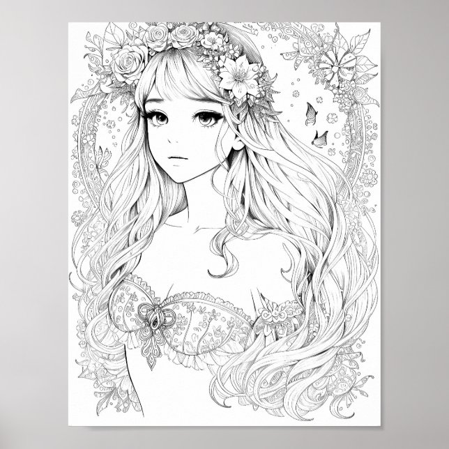 Beautiful Mermaid Adult Colouring Poster (Front)