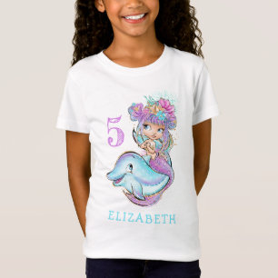Beautiful Mermaid Birthday Girl T-Shirt