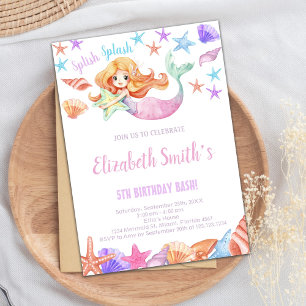 Beautiful Mermaid Birthday Invitations