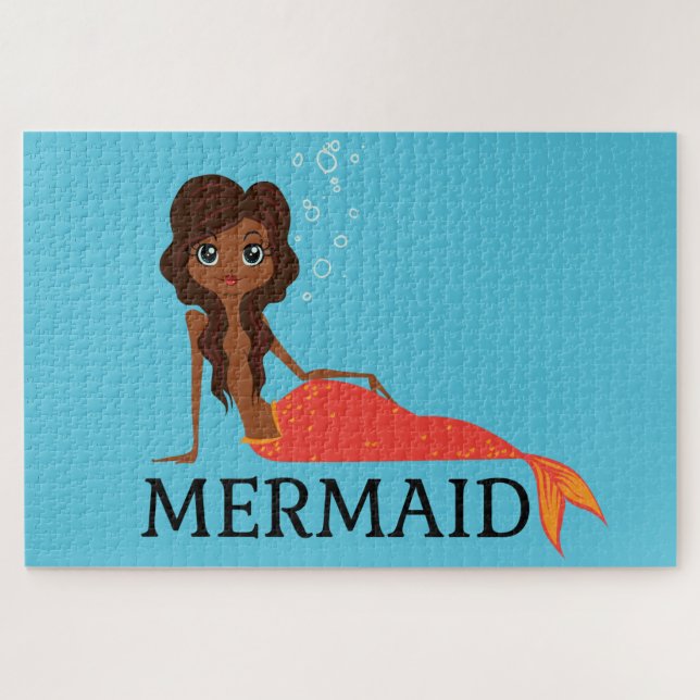 Beautiful Mermaid (Black Girl) (African-American) Jigsaw Puzzle (Horizontal)