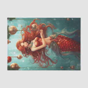 Beautiful Mermaid Happy Holidays Christmas Tissue Paper
