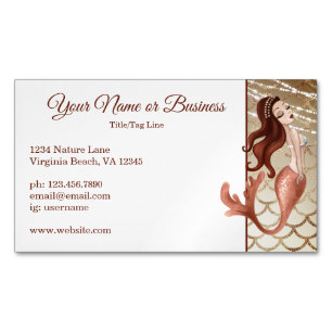 Beautiful Mermaid in Rose Gold Beach Magnetic Business Card