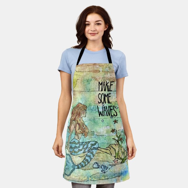 Beautiful Mermaid Make Some Waves Apron (Worn)