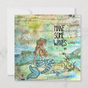 Beautiful Mermaid Make Some Waves Holiday Card