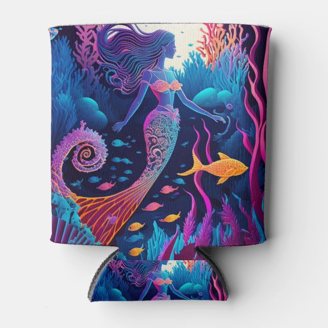 Beautiful Mermaid Sea Nymph Can Cooler (Front)