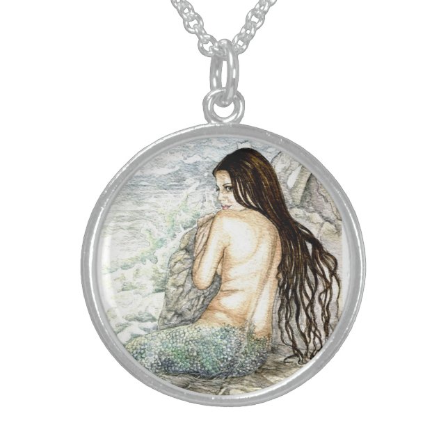 Beautiful Mermaid Silver Necklace (Front)