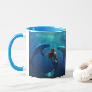 Beautiful Mermaid Swimming With Humpback Whales, Mug