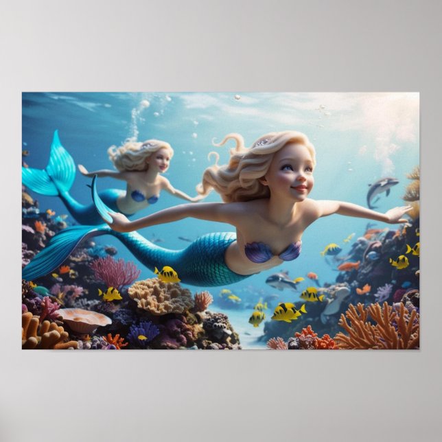 Beautiful Mermaid Twins - Underwater Adventure  Poster (Front)