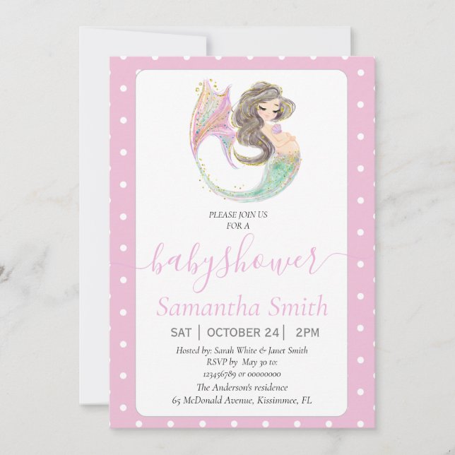 Beautiful Mermaid under the sea theme Invitation (Front)