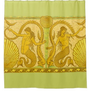 beautiful mermaids print shower curtain