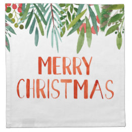 Beautiful "Merry Christmas" Berry and Branches   Napkin