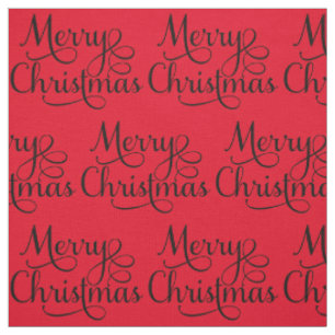 Beautiful Merry Christmas Script Text Fabric