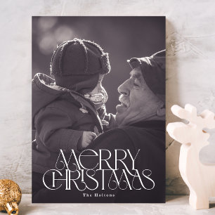 Beautiful Merry Christmas Stylish Typography Photo Holiday Card