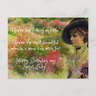 Beautiful Message Husband to Wife Happy Birthday Postcard