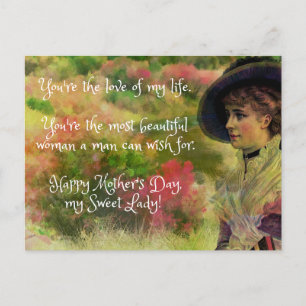 Beautiful Message Husband to Wife Mother's Day Postcard