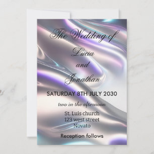 Beautiful metallic iridescent wedding invitation