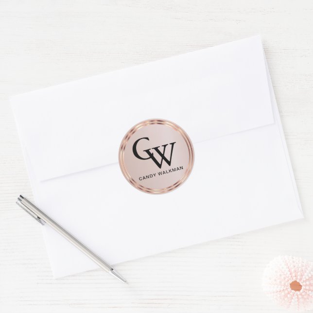 Beautiful Metallic Rose Gold  Classic Round Sticker (Envelope)