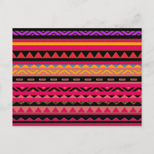 Beautiful Mexican Aztec Colourful Pattern Postcard