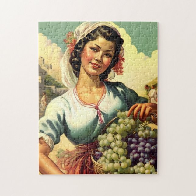Beautiful Mexican Calendar Girl in Grape Harvest  Jigsaw Puzzle (Vertical)
