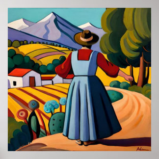 Beautiful Mexican Village in the Mountains Poster