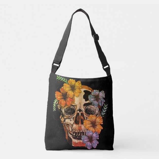Beautiful Mexican Women Skull Head Crossbody Bag (Front)