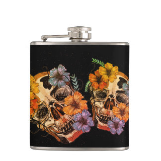Beautiful Mexican Women Skull Head Hip Flask