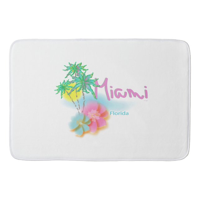 Beautiful Miami, Florida Palms Contemporary Bath Mat (Front)